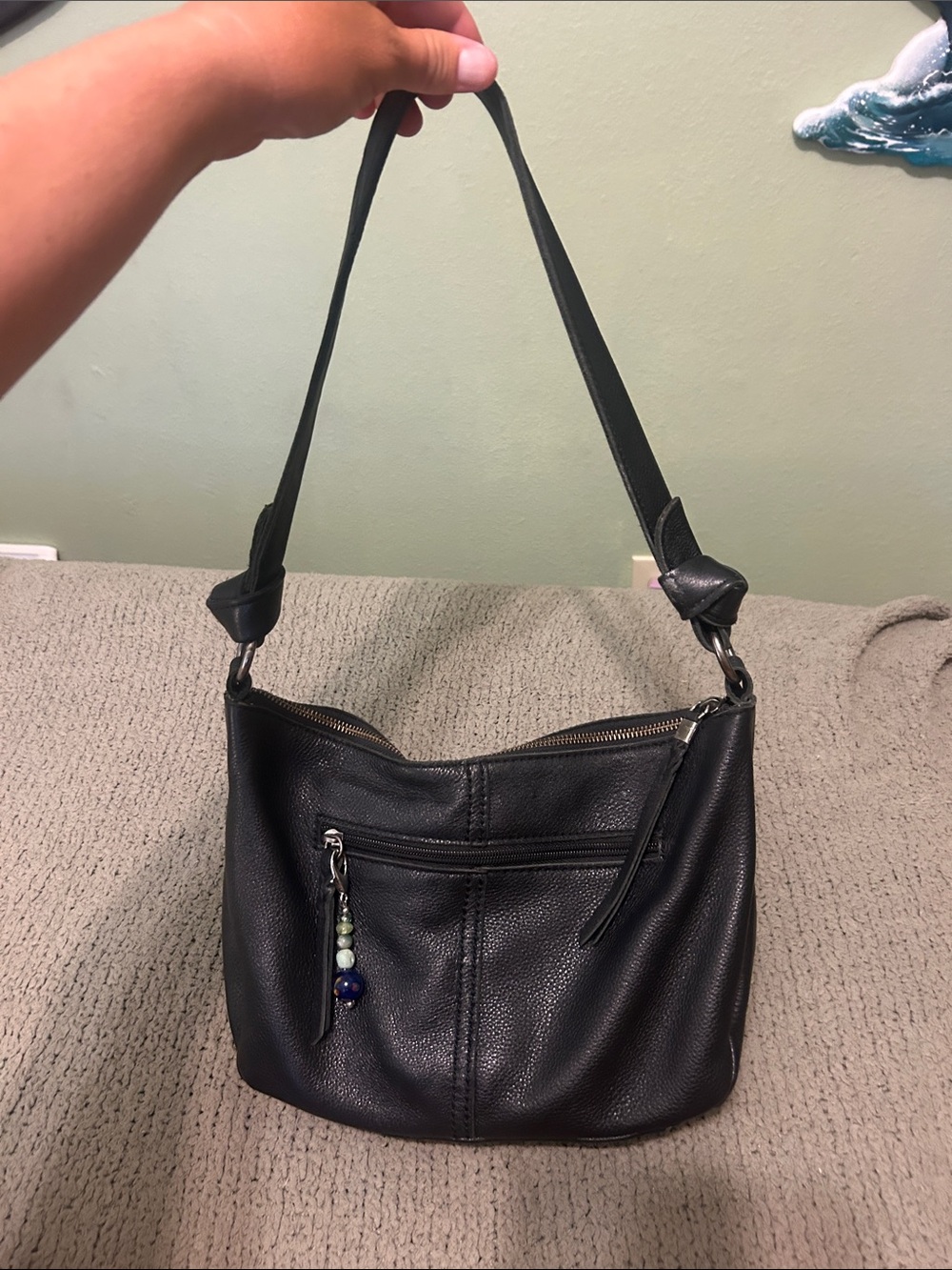 Classic Black Leather Shoulder Bag - Unbranded